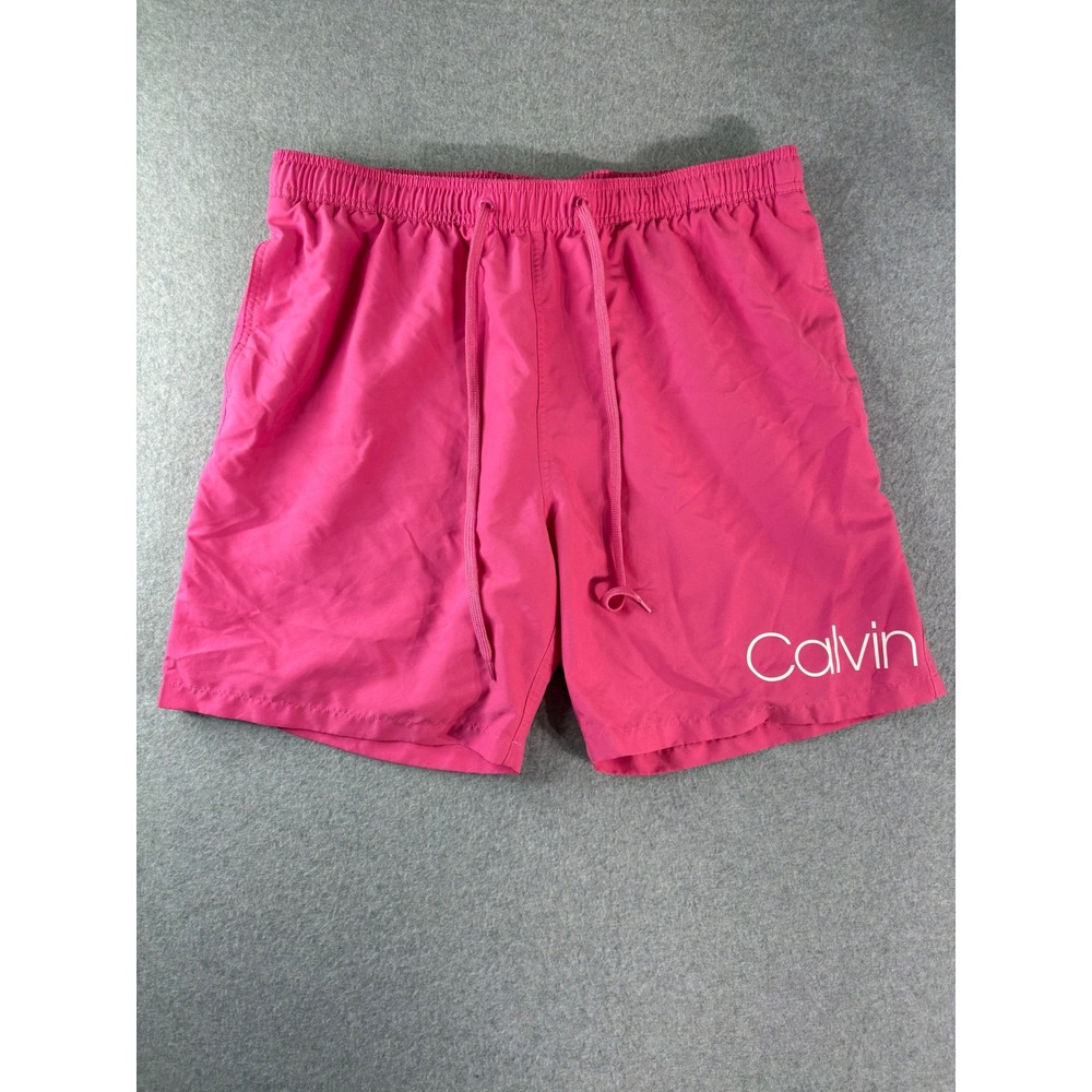 Calvin Klein Mens Hot Pink Swim Shorts Drawstring Mesh Lined Trunks Large Logo